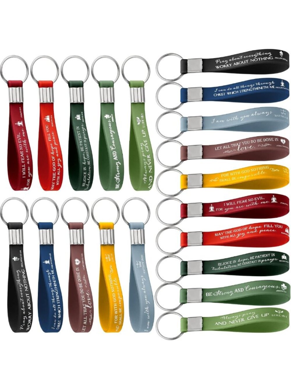 100 Pcs Religious Keychains - Christian Gift Set, Bulk Keyrings for Faith Lovers
